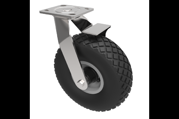 Castors With Puncture Proof Wheels Diamond Pattern Tyres Swivel and Brake.png
