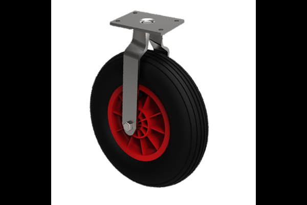 Castors With Puncture Proof Wheels Plastic Ribbed Pattern Tyres Fixed.png