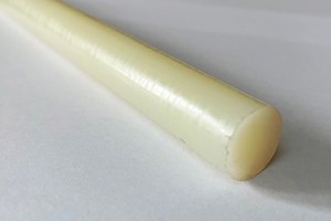 A Solid, round, nylon rod, natural coloured.