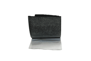 Self adhesive foam strip peeled away from lining paper.
