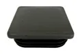 Angled view of a black plastic square tube insert.