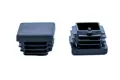 Two black plastic tube inserts. Both standing, one showing the top of the insert and one showing the bottom.