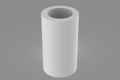 An angled view of a 3D modelled cylindrical nylon spacer