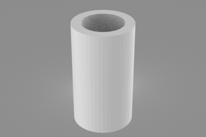 An angled view of a 3D modelled cylindrical nylon spacer