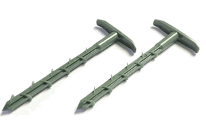 Two green plastic T shaped Pegs.