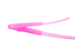 Two pink silicone plugs. With a tapered step in the middle.