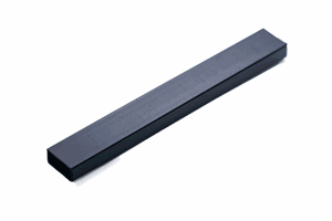An extruded plastic rectangular tube in Black.