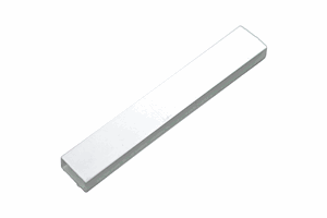 An extruded plastic rectangular tube in white.