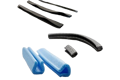 Collection of various types and styles of edging strips with no background.