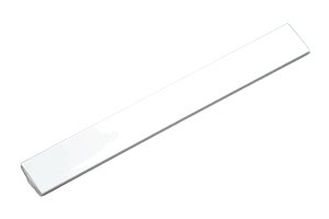 A Flat, White, extruded plastic profile.