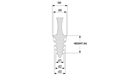 A Line drawing of a Multi Flanged Plug. Showing which dimension relates to which letter.