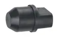 A black rubber plug with a small taper on one end and a small flange on the other.