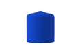 Side view of a round, blue, flexible PVC dip moulded protective cap.