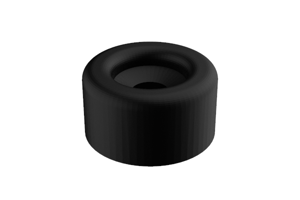 3D model of a black rubber screw on foot.