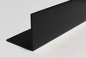 An extruded right angle plastic profile in Black.