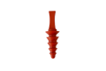 A side view of a Red Silicone masking plugs Each with five different sized flanges and a pull tab.