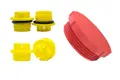 A selection of Plastic threaded plugs in red and yellow.