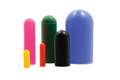 A collection of high temp silicone masking caps. In Yellow, Pink, Red, Green, Black, and Blue.