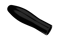 Angled view of a black, flexible dip moulded, glossy PVC bulbous handgrip.