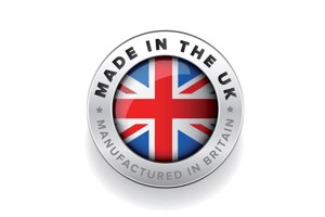 UK Flag made into a logo stating made in the UK, manufactured in Britain