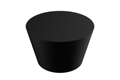 An angled view of a 3D modelled Tapered Silicone Plug, in Black.