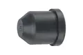 A black rubber plug with a small taper on one end and a small flange on the other.