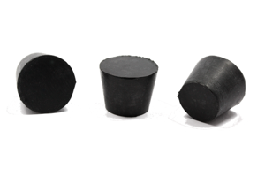 Three black EPDM tapered plugs at different angles.