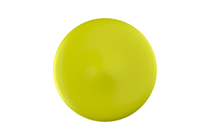 Top view of yellow plastic cap in glossy plastic.