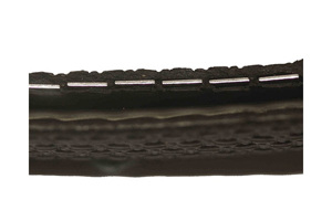 Inside of rubber edging strip showing close of of metal innards.