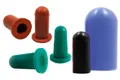 A collection of high temp silicone masking caps. In Red, Green, black, and blue.