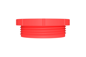 A side view of a 3D modelled red plastic UNF Threaded plug.