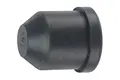 A black rubber plug with a small taper on one end and a small flange on the other.