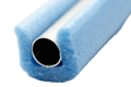 End view of blue foam packaging protector fitted to tube.