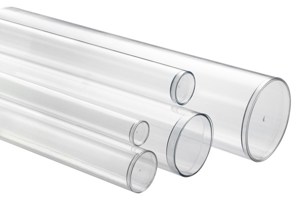 Clear plastic tubes with sealed bases. Permaseal VisiPak packaging Tubes.