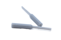 Two white silicone plugs. With a tapered step in the middle.