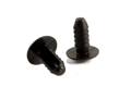 Two black nylon fir tree plugs at different angles.