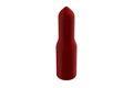 Angled front-top view of a round, red, flexible PVC dip moulded EZ tab cap.