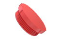 An angled view of a 3D modelled red plastic BSP Threaded plug.