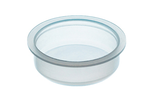 An angled view of a natural coloured plastic parallel plug.