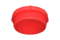 An angled view of a 3D modelled red plastic UNF Threaded plug.