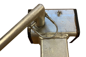 Close up of the detachable handle that operated the height adjustment.