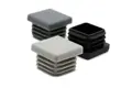 Three plastic square tube inserts. In Black, dark grey and light grey.
